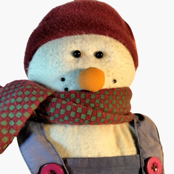 Handcrafted Snowman Doll Large Self Sitter Holding Heart 30 inch - Picture 6 of 9